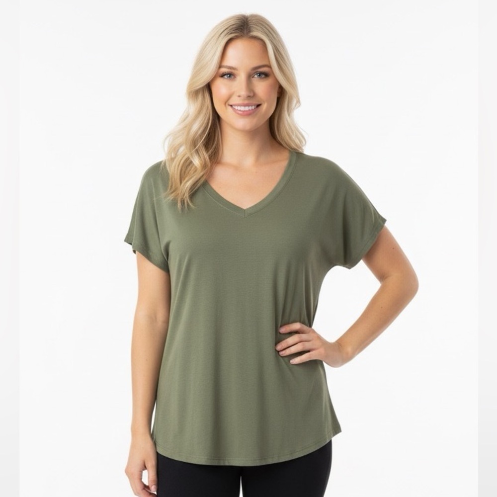 Faded Glory olive green ribbed knit T-shirt size XLarge